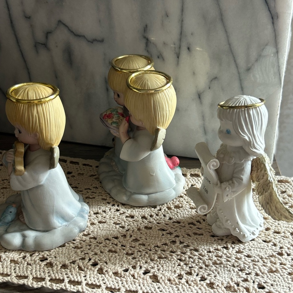 Angel Figurines Bundle of 3 Gold Halos Sweet Faces Friendship Confirmation Love - Picture 4 of 13